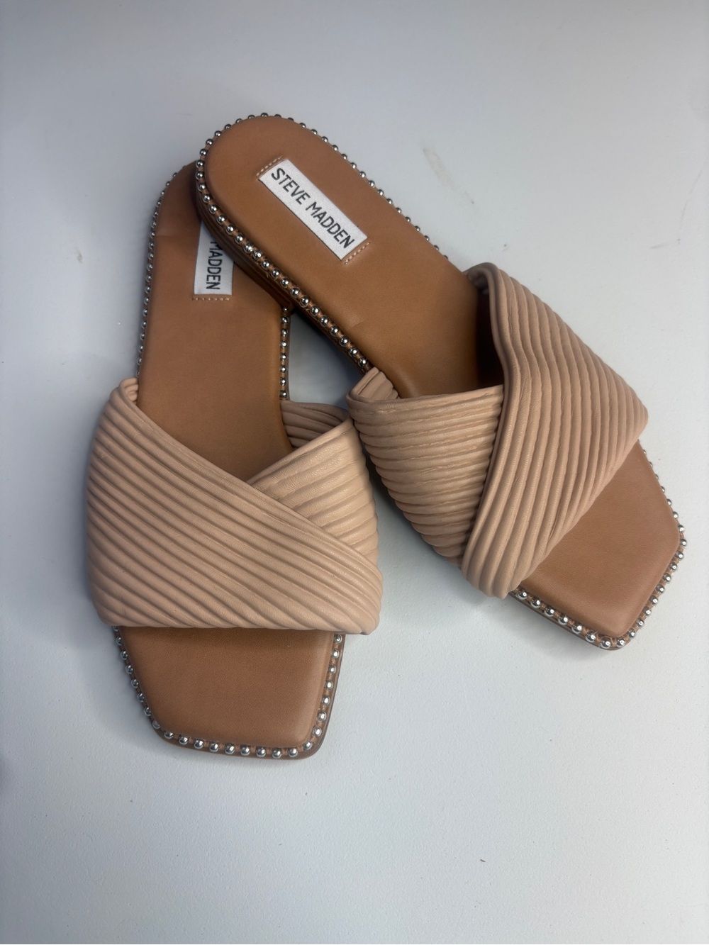 Steve Madden Limitt Slide Sandals Women’s Size 9 – Puffed Crisscross Straps